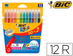 [9202942] ROTULADOR BIC KIDS COULEUR ESTUCHE DE 10+2 COLORES TINTA BASE DE AGUA LAVABLE