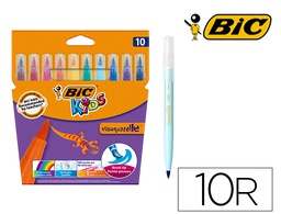 [8289641] ROTULADOR BIC KIDS VISAQUARELLE ESTUCHE DE 10 COLORES PUNTA PINCEL TINTA BASE DE AGUA