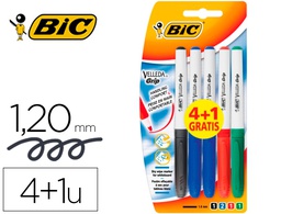 [875700] ROTULADOR BIC VELLEDA GRIP TRAZO 1,6 BLISTER 4+1 COLORES SURTIDOS