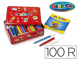 [42500] ROTULADOR CARIOCA COLOR KIT CAJA METALICA DE 100 UNIDADES SURTIDAS + ALBUM COLOREAR