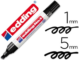 [1-01] ROTULADOR EDDING MARCADOR PERMANENTE 1 NEGRO PUNTA BISELADA 5 MM RECARGABLE