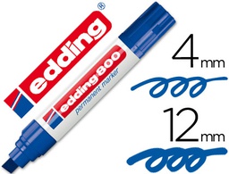 [800-03] ROTULADOR EDDING MARCADOR PERMANENTE 800 AZUL PUNTA BISELADA 12 MM