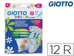 [F49490000] ROTULADOR GIOTTO DECOR TEXTILE PARA CAMISETAS CAJA DE 12 UNIDADES COLORES SURTIDOS