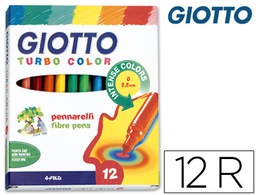 [F416000] ROTULADOR GIOTTO TURBO COLOR CAJA DE 12 COLORES LAVABLES CON PUNTA BLOQUEADA