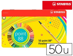[8850-6] ROTULADOR STABILO PUNTA DE FIBRA 0,4 MM POINT 88 ESTUCHE METAL 50 COLORES SURTIDOS