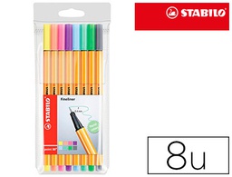 [88/8-01] ROTULADOR STABILO PUNTA DE FIBRA POINT 88 ESTUCHE DE 8 COLORES SURTIDOS PASTEL