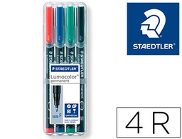 [318 WP4] ROTULADOR STAEDTLER LUMOCOLOR RETROPROYECCION PUNTA DE FIBRA PERMANENTE 318 WP ESTUCHE 4 COLORES PUNTA FINA