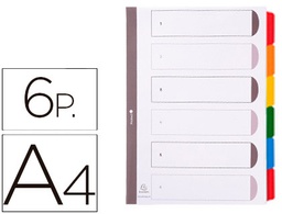 [2306E] SEPARADOR EXACOMPTA CARTULINA JUEGO DE 6 SEPARADORES DIN A4 MULTITALADRO COLOR BLANCO