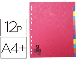 [KF15409] SEPARADOR Q-CONNECT CARTULINA BRILLO JUEGO DE 12 SEPARADORES DIN A4+