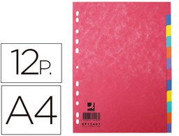 [KF15407] SEPARADOR Q-CONNECT CARTULINA BRILLO JUEGO DE 12 SEPARADORES DIN A4 MULTITALADRO