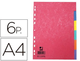 [KF15406] SEPARADOR Q-CONNECT CARTULINA BRILLO JUEGO DE 6 SEPARADORES DIN A4 MULTITALADRO