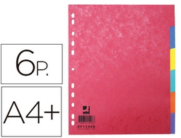 [KF15408] SEPARADOR Q-CONNECT CARTULINA BRILLO JUEGO DE 6 SEPARADORES DIN A4+ MULTITALADRO