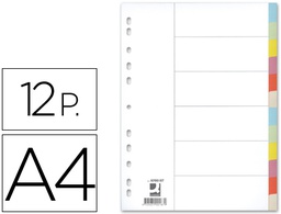 [KF00188] SEPARADOR Q-CONNECT CARTULINA JUEGO DE 12 SEPARADORES DIN A4 MULTITALADRO