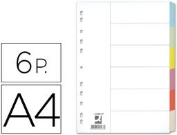 [KF00187] SEPARADOR Q-CONNECT CARTULINA JUEGO DE 6 SEPARADORES DIN A4 MULTITALADRO