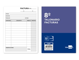 [T201] TALONARIO LIDERPAPEL FACTURAS 8º ORIGINAL Y COPIA T201 SIN I.V.A.