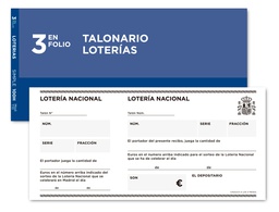 [T111] TALONARIO LIDERPAPEL LOTERIA TRES EN FOLIO 111