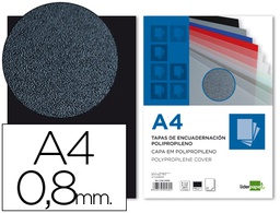 [TE12] TAPA ENCUADERNACION LIDERPAPEL POLIPROPILENO A4 0.8MM NEGRO OPACO PAQUETE DE 50 UNIDADES