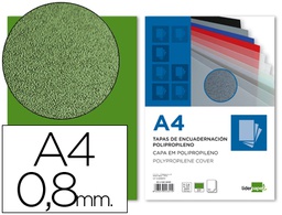 [TE22] TAPA ENCUADERNACION LIDERPAPEL POLIPROPILENO A4 0.8MM VERDE OPACO PAQUETE DE 50 UNIDADES