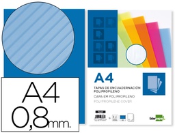 [TA07] TAPA ENCUADERNACION LIDERPAPEL POLIPROPILENO ONDULADO A4 0.8 MM AZUL PAQUETE DE 50 UNIDADES