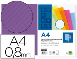 [TA13] TAPA ENCUADERNACION LIDERPAPEL POLIPROPILENO ONDULADO A4 0.8 MM VIOLETA PAQUETE DE 50 UNIDADES