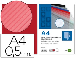 [TE19] TAPA ENCUADERNACION LIDERPAPEL POLIPROPILENO RAYADO A4 0.5MM ROJO PAQUETE DE 100 UNIDADES