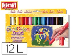 [10521] TEMPERA SOLIDA EN BARRA PLAYCOLOR POCKET ESCOLAR CAJA DE 12 COLORES SURTIDOS