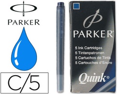 [1950384] TINTA ESTILOGRAFICA PARKER AZUL PERMANENTE CAJA DE 5 CARTUCHOS
