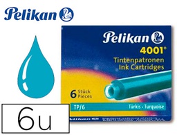 [301705] TINTA ESTILOGRAFICA PELIKAN TP6 TURQUESA CAJA DE 6 CARTUCHOS