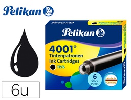 [301218] TINTA PARA PLUMAS PELIKAN NEGRA CAJA 6 CARTUCHOS
