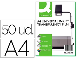 [KF26074] TRANSPARENCIA Q-CONNECT DIN A4 DE ALTA CALIDAD KF26074 PARA INK-KET CAJA DE 50 HOJAS