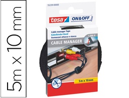 [55239-00000-01] VELCRO ADHESIVO TESA PARA AGRUPAR CABLES 5 M X 10 MM COLOR NEGRO