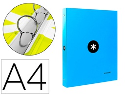 [KA41] CARPETA ANTARTIK A4 FORRADA 4 ANILLAS 25 MM REDONDAS COLOR AZUL