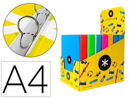 [KA50] CARPETA ANTARTIK A4 FORRADA 4 ANILLAS 25 MM REDONDAS COLORES SURTIDOS