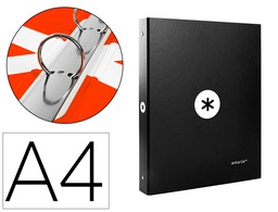 [KA44] CARPETA ANTARTIK A4 FORRADA 4 ANILLAS 25 MM REDONDAS COLOR NEGRO