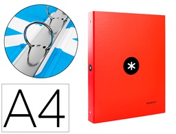 [KA45] CARPETA ANTARTIK A4 FORRADA 4 ANILLAS 25 MM REDONDAS COLOR ROJO