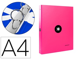 [KA46] CARPETA ANTARTIK A4 FORRADA 4 ANILLAS 25 MM REDONDAS COLOR ROSA