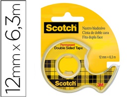 [7100284974] CINTA ADHESIVA SCOTCH 136-D DOS CARAS 6,3 MT X 12 MM EN PORTARROLLO