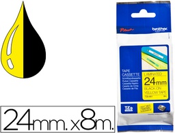 [TZE651] CINTA BROTHER TZE651 AMARILLO/NEGRO 24MM LONGITUD DE 8MTS