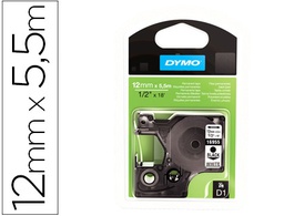[S0718060] CINTA DYMO NEGRO BLANCO 12MM X 5,5 MT D1 POLYESTER ADHESIVO PERMANENTE