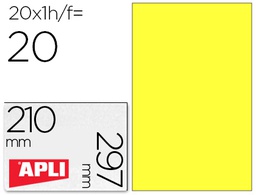 [2878] ETIQUETA ADHESIVA APLI 02878 TAMAÑO 210X297 MM PARA LASER FOTOCOPIADORA INK-JET CAJA CON 20 HOJAS DIN A4 AMARILLO