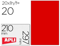 [2880] ETIQUETA ADHESIVA APLI 02880 TAMAÑO 210X297 MM PARA FOTOCOPIADORA LASER INK-JET CAJA CON 20 HOJAS DIN A4 ROJO
