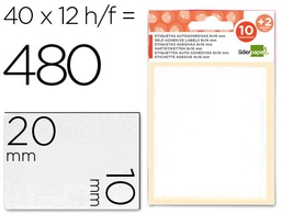 [ET01] ETIQUETAS LIDERPAPEL SOBRE DE 10 H. + 2 H. OBSEQUIO 10X20 MM -35 UNIDADES POR HOJA