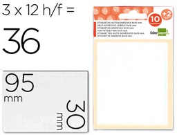 [ET15] ETIQUETAS LIDERPAPEL SOBRE DE 10 H. + 2 H. OBSEQUIO 30X95 MM 2 UNIDADES POR HOJA