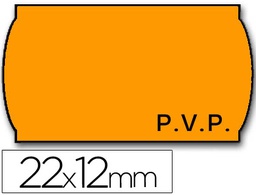 [9156367] ETIQUETAS METO ONDULADAS 22X12 MM PVP NARANJA FLUOR REMOVIBLE ROLLO 1500 ETIQUETAS