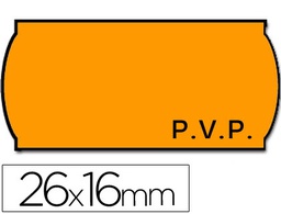 [9156533] ETIQUETAS METO ONDULADAS 26X16 MM PVP ADH.2 FLUOR NARANJA ROLLO 1200 ETIQUETAS
