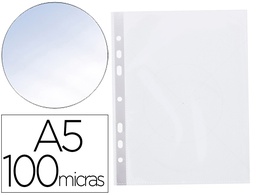 [KF15570] FUNDA MULTITALADRO Q-CONNECT DIN A5 100 MC CRISTAL 6 TALADROS