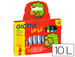 [F47920000] LAPICES CERA GIOTTO SUPER BEBE CAJA DE 10 COLORES SURTIDOS + SACAPUNTAS