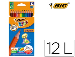 [82902914] LAPICES DE COLORES BIC KID EVOLUTION ESTUCHE DE 12 COLORES SURTIDOS MINA ULTRA RESISTENTE