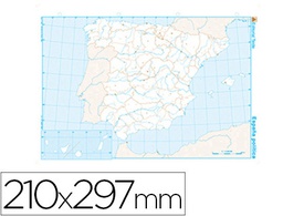 [7198-1] MAPA MUDO B/N DIN A4 ESPAÑA POLITICO