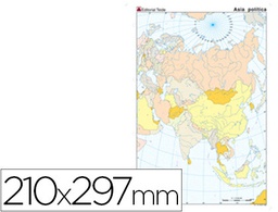 [7170-7] MAPA MUDO COLOR DIN A4 ASIA POLITICO